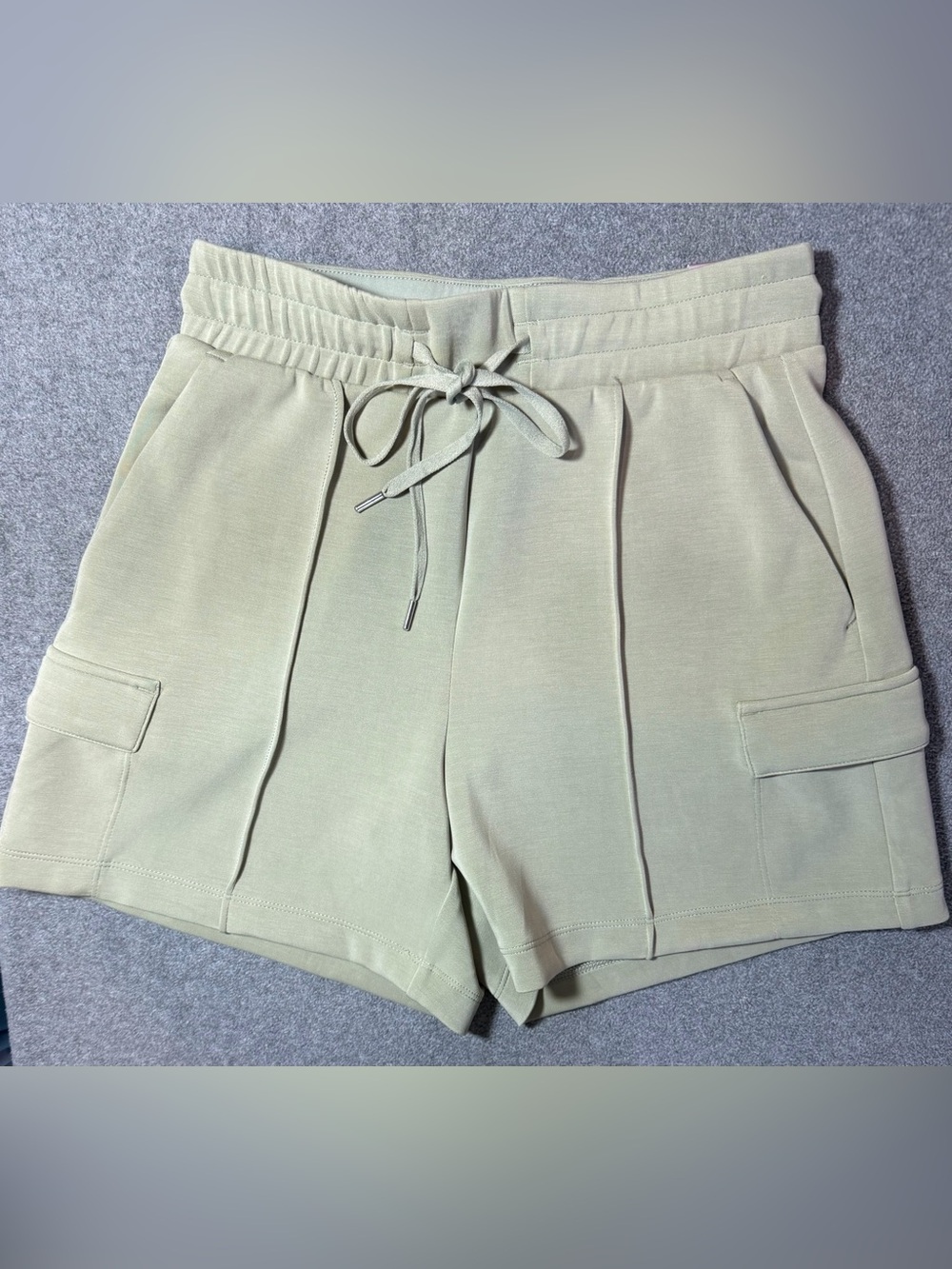 CALIA by Carrie Underwood Sandwash Scuba High-Rise Shorts - tan